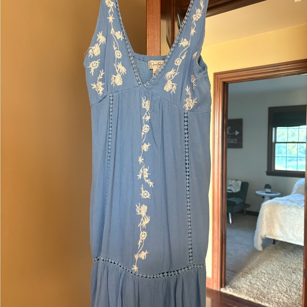 Jessica Simpson Blue Sleeveless Midi Sundress